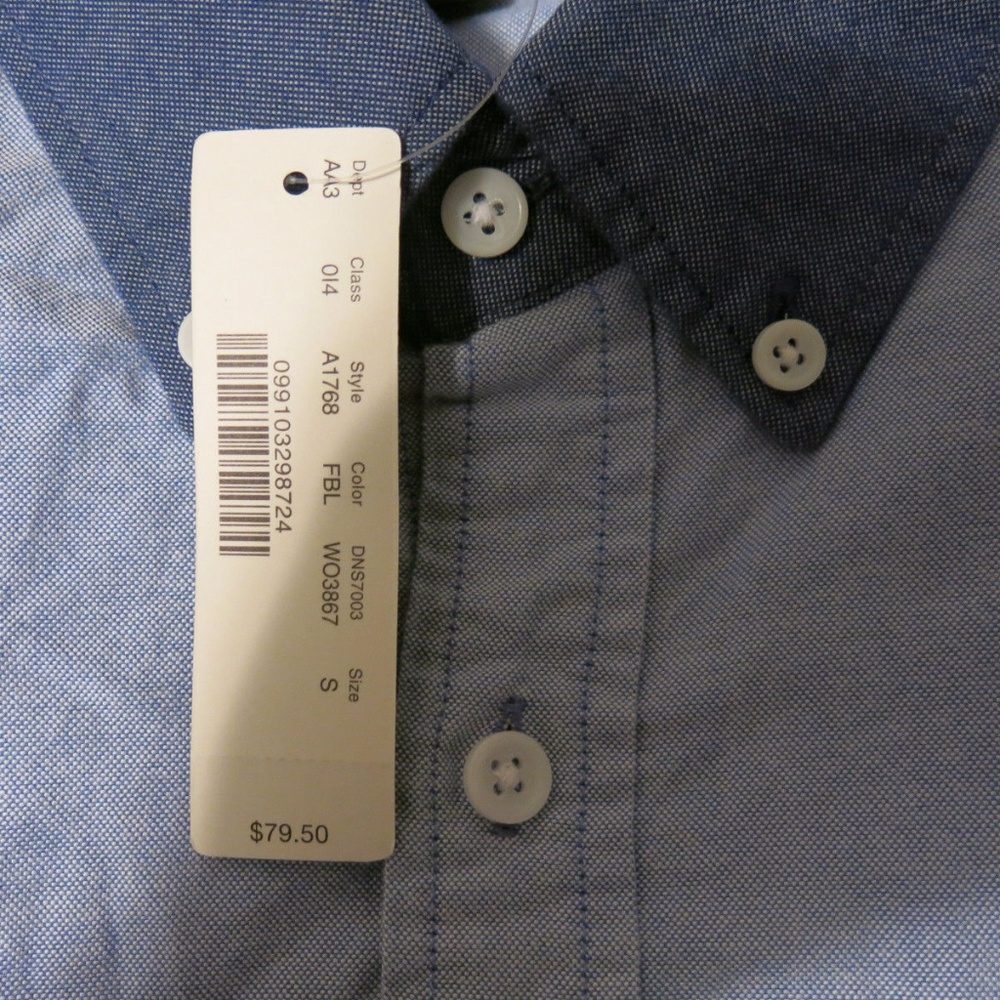 NWT J.Crew Men's Slim Colorblock Shirt  Blue SL XL - Picture 4 of 7